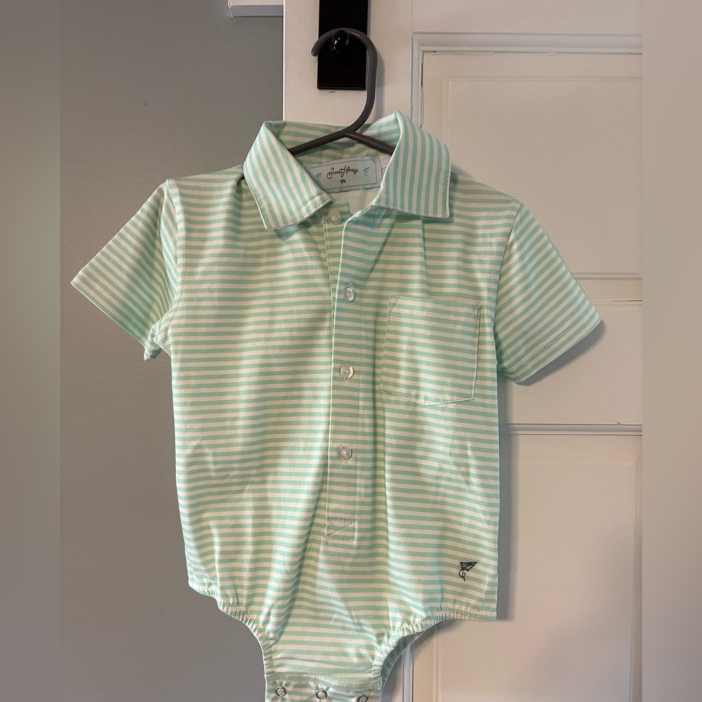 Sweet Honey green dress onesie 18mo